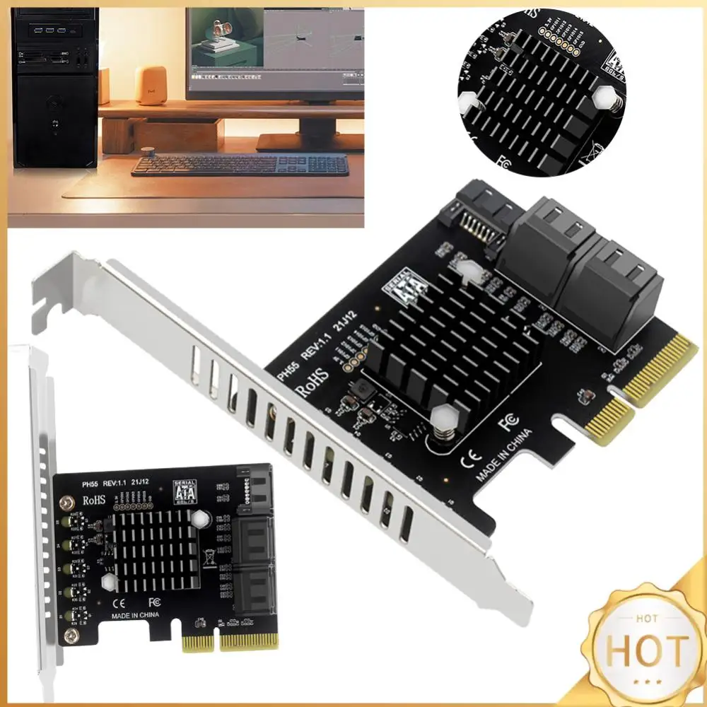 

PCIe To 5-Port SATA3.0 Expansion Card Supports Cascaded Trim PCI-E To SATA Expansion Card for Windows/Linux/ OS
