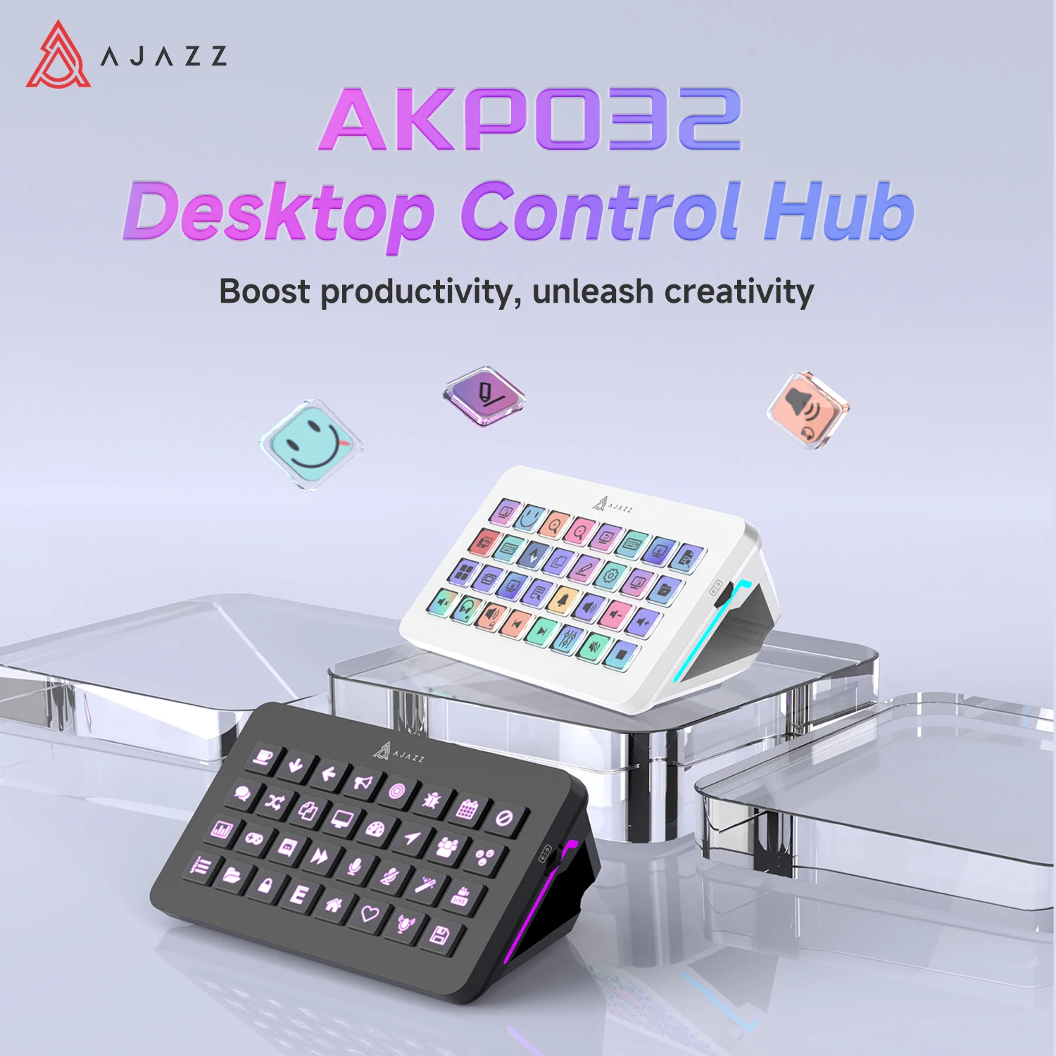 Ajazz AKP032 Console Keyboard 32 Key Desktop Assistant Custom LCD Multi Key Open Desktop Assistant RGB