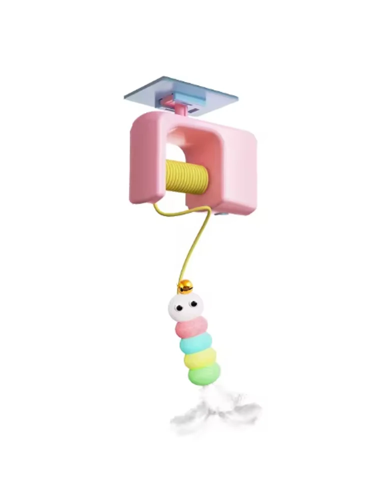 Jouet de chat de style porte suspendue, jouet de soulagement de l'ennui, balançoire suspendue, cloche à plumes élastiques, baguette teaser, jouet taquin pour chat