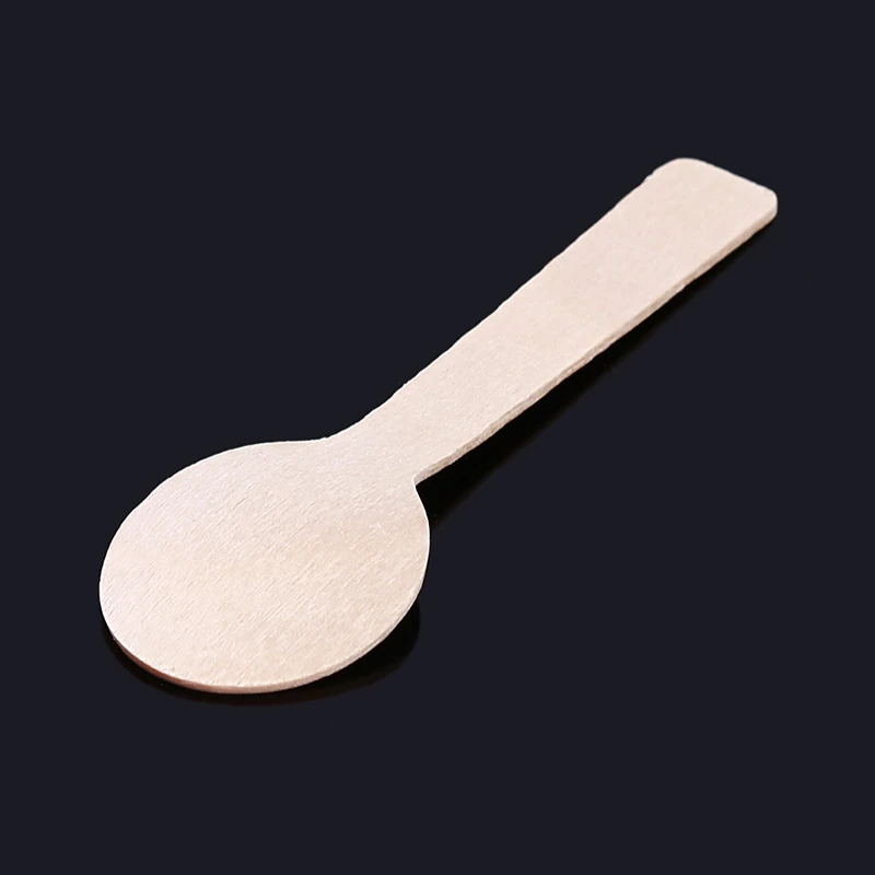 100Pcs/Pack Disposable Wooden Spoon Ice Cream Scoop Coffee Honey Spoon Teaspoon Tableware Mini Cutlery Set Kitchen Accessories