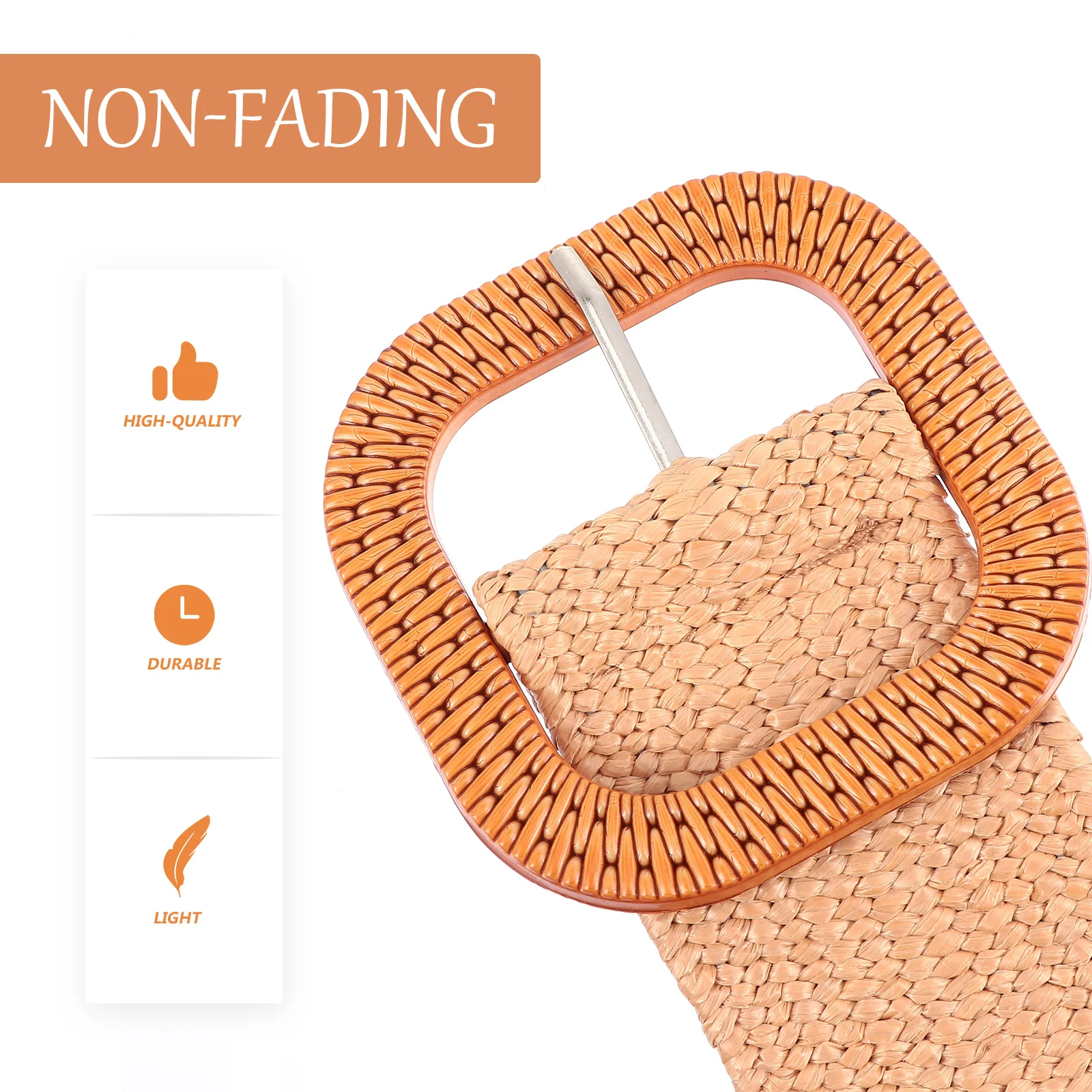 

Simulated Woven Belt Elastic Clothes Supplies Woman Waistbelt Buckle Fashionable
