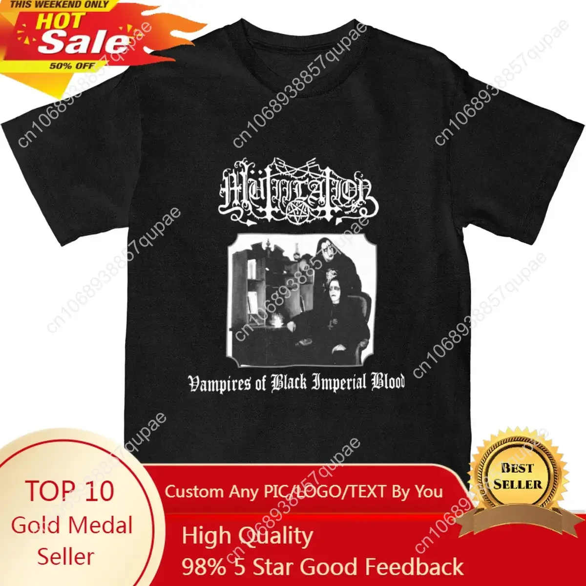 

Mutiilation Black Band Merchandise T Shirts for Men Women Vampires of Black Imperial Blood Funny Pure Cotton Graphic Tee Shirt