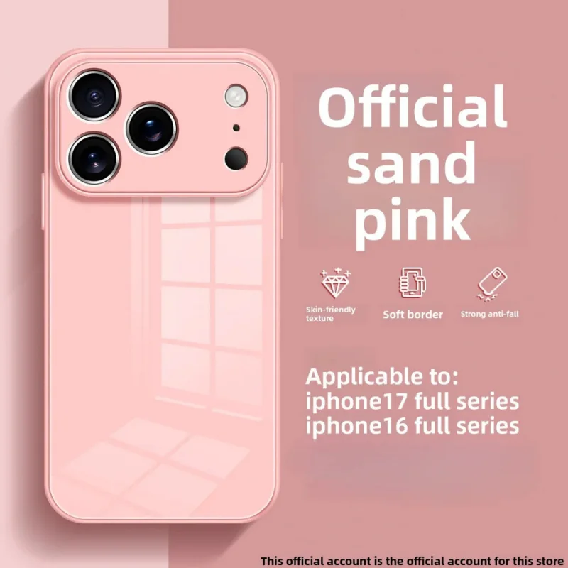 Adequado para apple17/pro/air/promaxcapa de telefone de vidro líquido de cor sólida iphone16promax capa protetora resistente a quedas