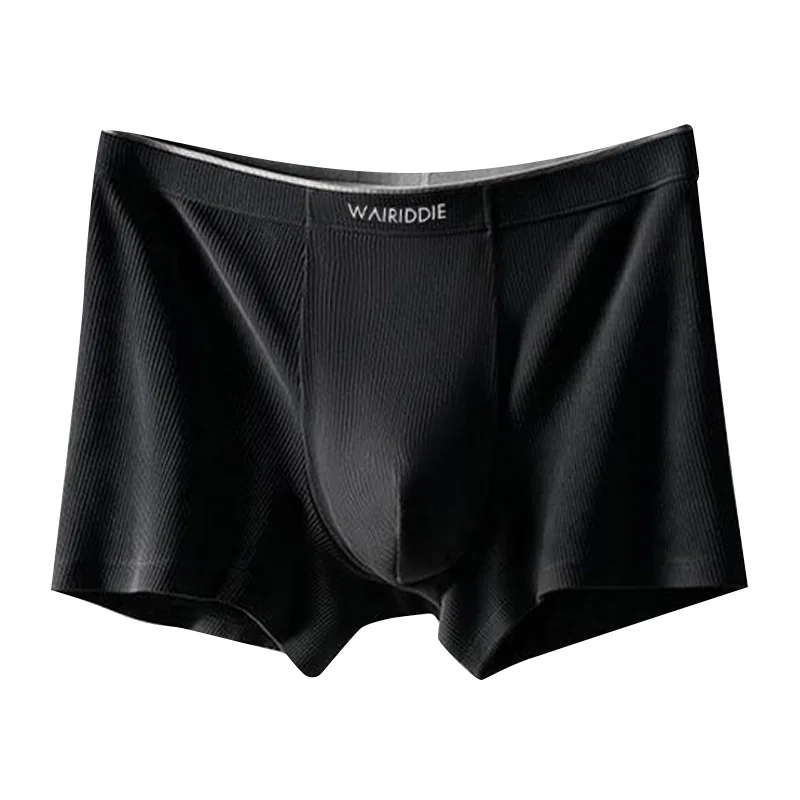 Plus Size Boxers For Men Solid Color Textured Underwear Mid-Waist Thin Breathable High Elastic Big U Convex Pouch Underpants
