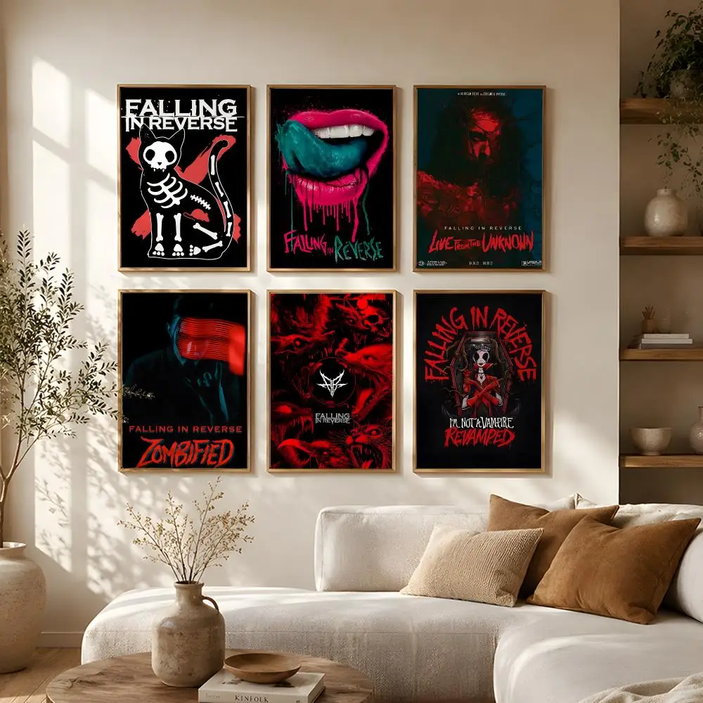 Falling in Reverse Poster Self-Adhesive HD Mural Wall Decals, Living Room Bedroom Home Decor Gift