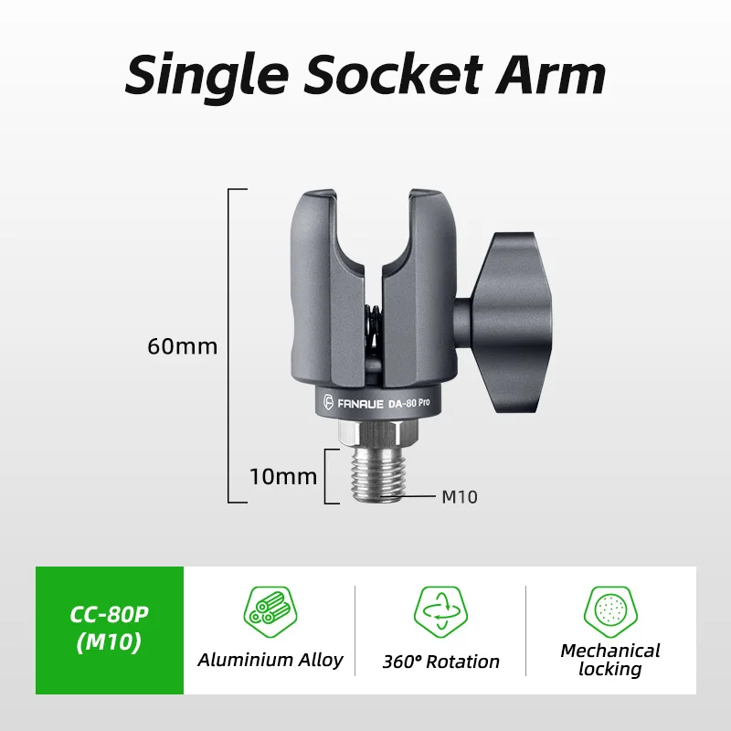 FANAUE Sockel-Schwenkarm, kompatibel mit 2,5 cm Kugelhalterung mit M6/M8/M10/1/4 Zoll Schraube/25 mm Kugel für Fahrrad- und Motorradkamera