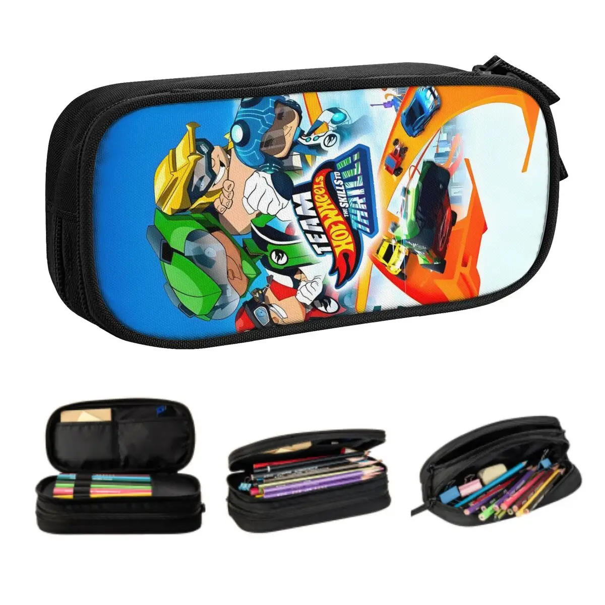 

Custom Cute Hots Wheelses Pencil Case for Boys Girls Adventure Action Game Large Capacity Pen Bag Box School Accessories