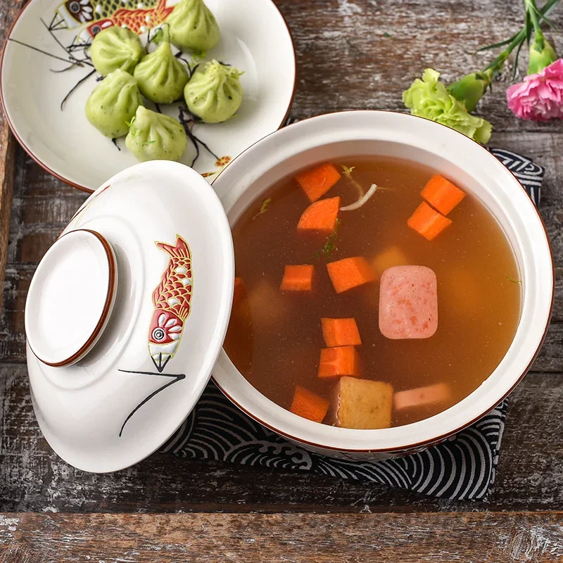 Cuenco  sopa  cerámica japonesa con tapa, cuenco  fios instantáneos, cuenco  Ramen, vajilla, suministros  microondas