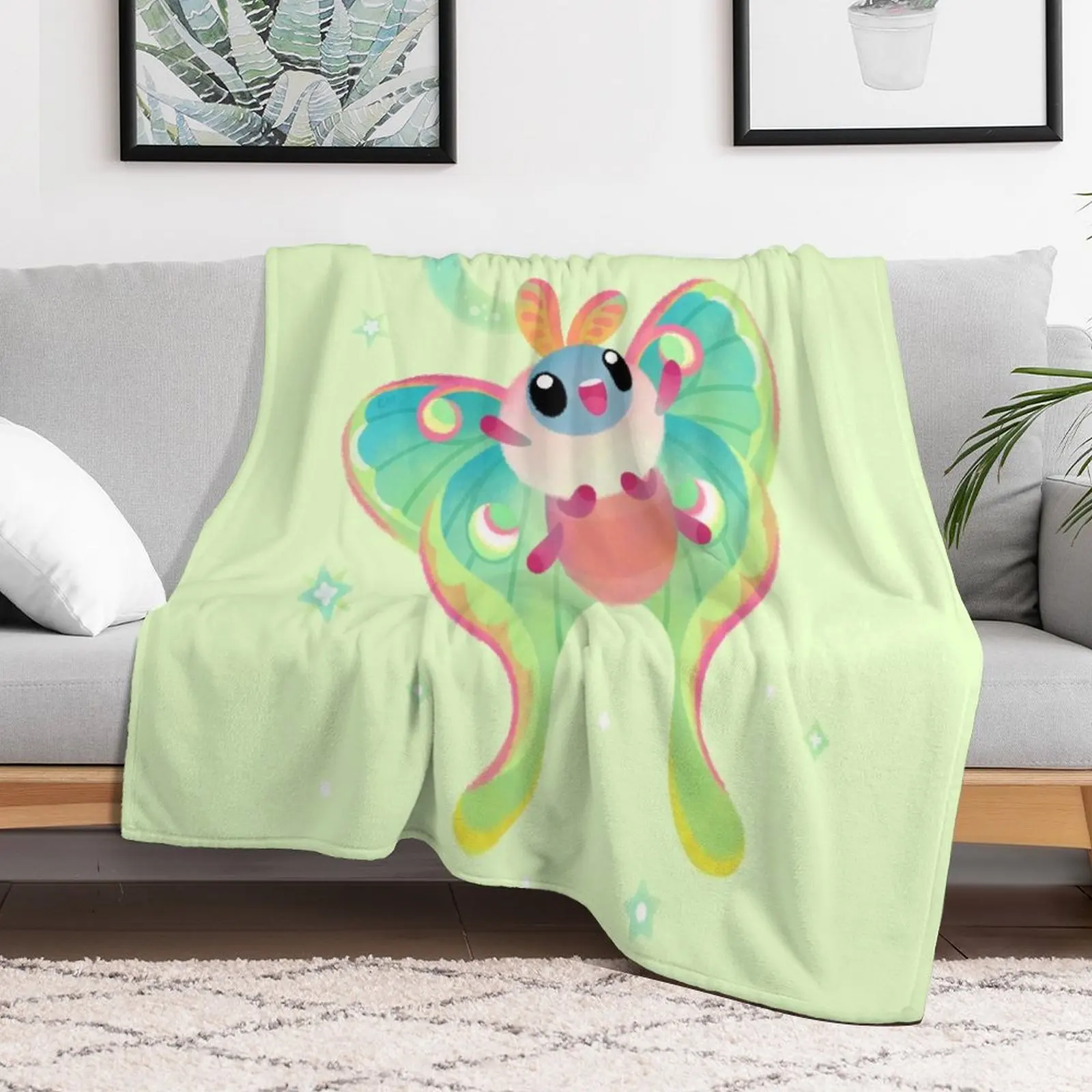 

Luna Moth Throw Blanket Soft Plush Plaid Hair Blankets