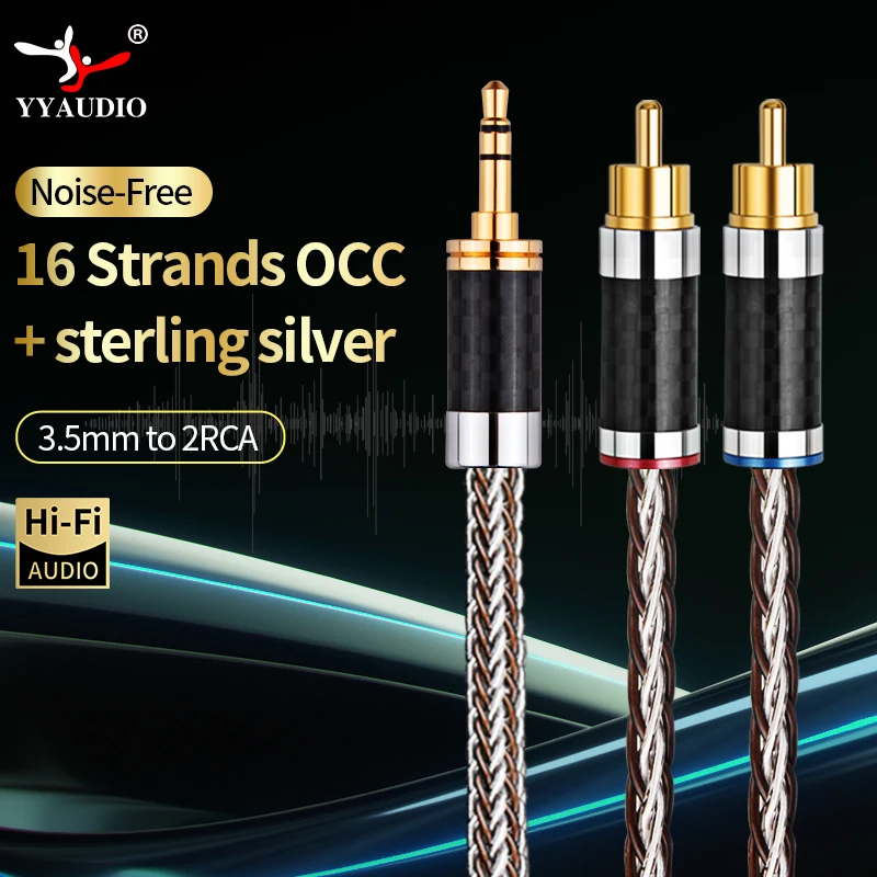 YYAUDIO RCA Cable HiFi Stereo 3.5mm to 2RCA Audio Cable AUX RCA Jack 3.5 Y Splitter for TV PC Amplifiers DVD Speaker Wire