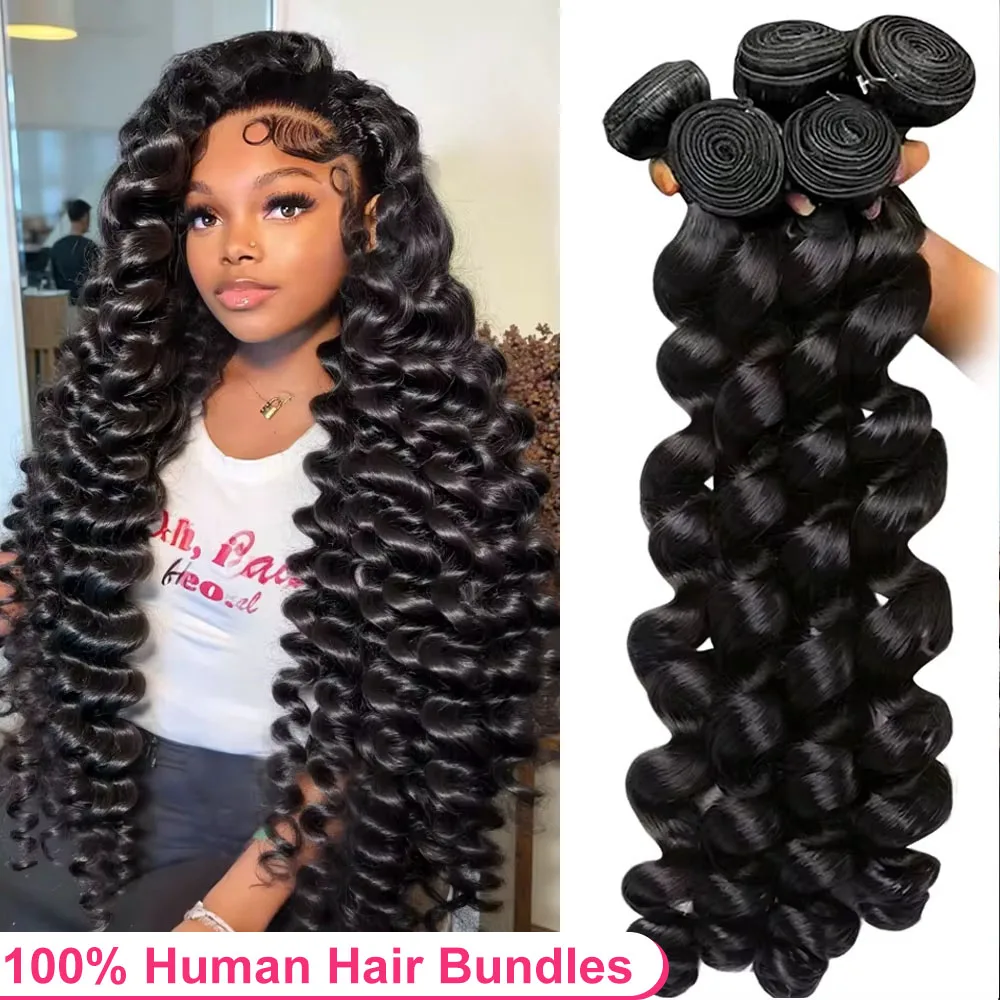 

Натуральные необработанные 100% человеческие волосы: 3-4 пучка, 30-40 дюймов, бразильские, с эффектом свободной глубокой волны, для наращивания