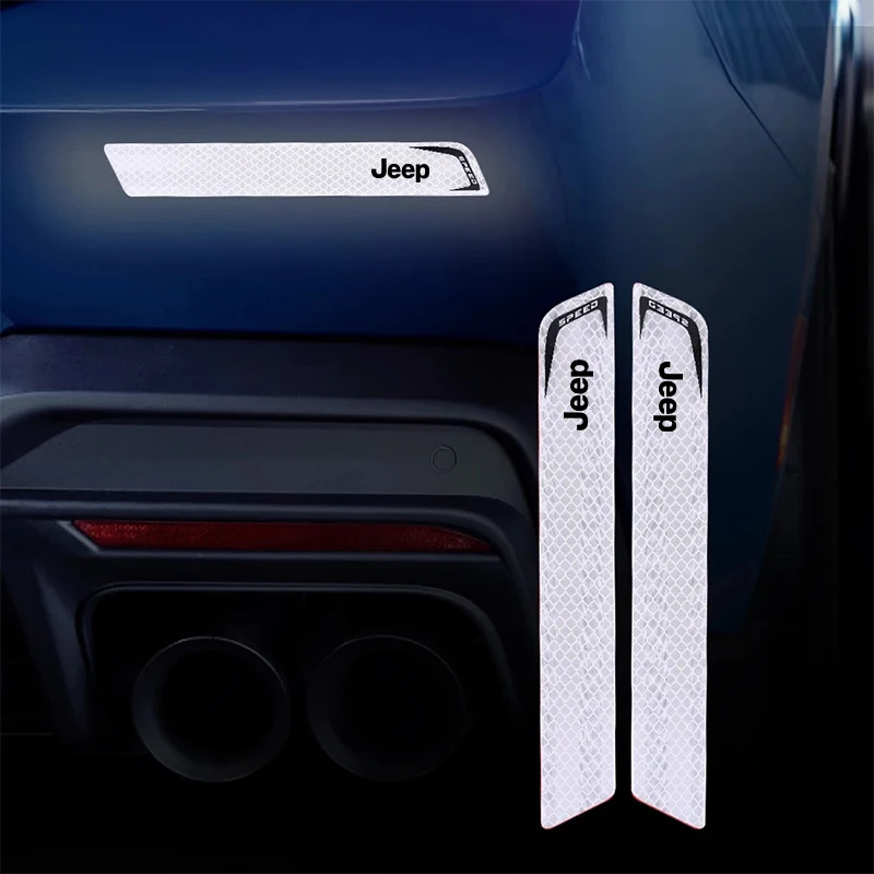 

Durable Scratch-Resistant Car Rear Bumper Reflective Warning Decals for Jeep Renegade Wrangler JK JL Grand Cherokee Auto Parts