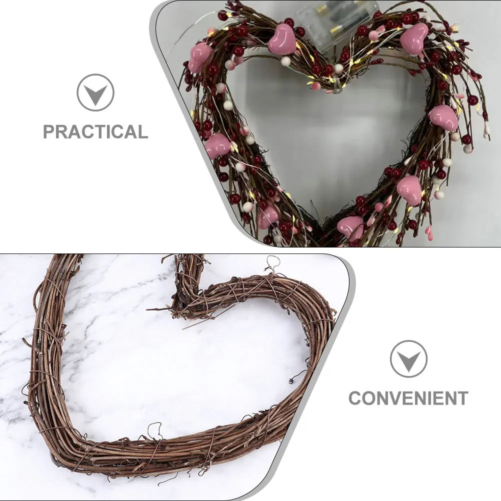 

4Pcs Heart Shaped Wreath Rattan Door Hanging Decoration DIY Craft Garland Elegant Home Decor Wreath DIY Rattan