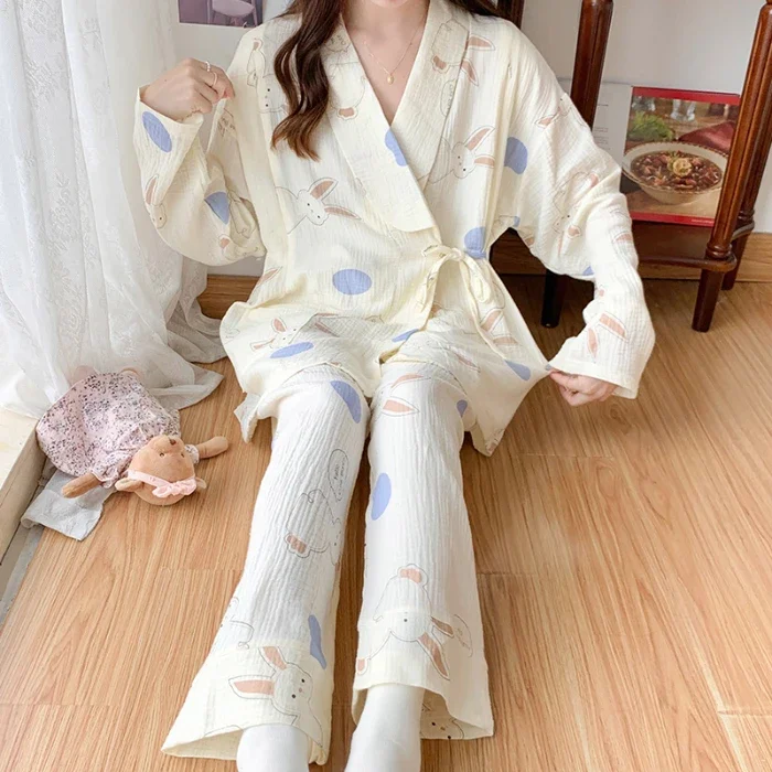 100% Cotton Double Gauze Maternity Nursing Sleepwear Set Breathable Loose Lacation Breastfeeding Pajamas Pregnancy Home Hospital