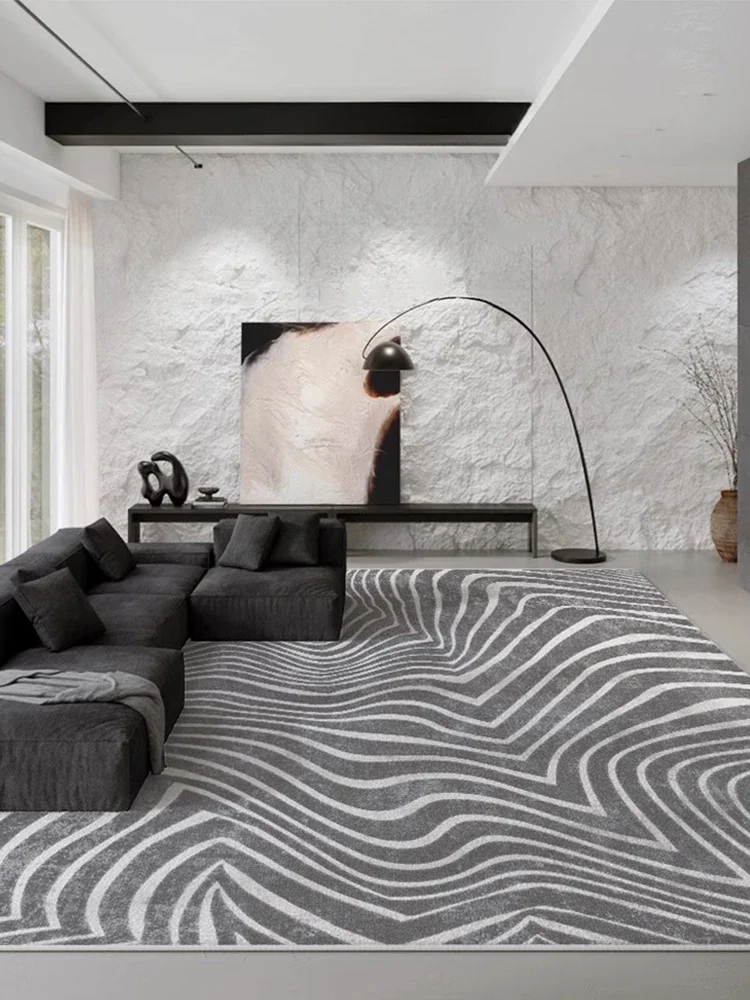 

Art Zebra Pattern Carpet Black White Striped Rugs Retro Gray Lines Living Room Carpets Comfortable Bedroom Rug