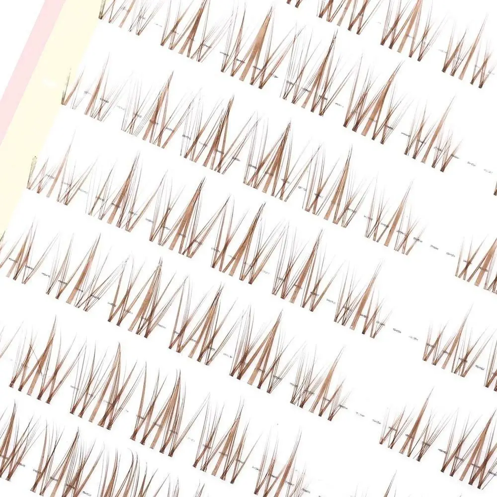 Coffee Color Individual Lashes Clusters Natural False Eyelashes Transparent Stem Fake Lashes Invisible Band Eye Makeup Tools