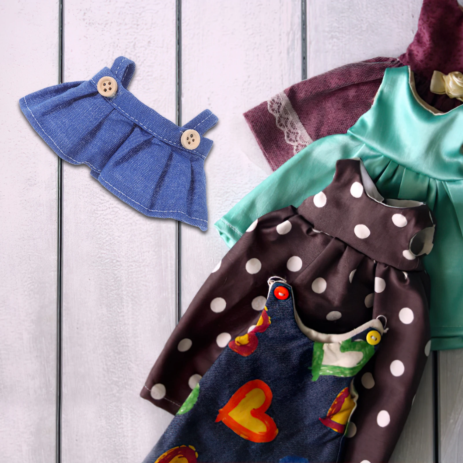 

4 Pcs Glue Clothing Rag Cute Overalls Outfit for Plush Skirt Clothes