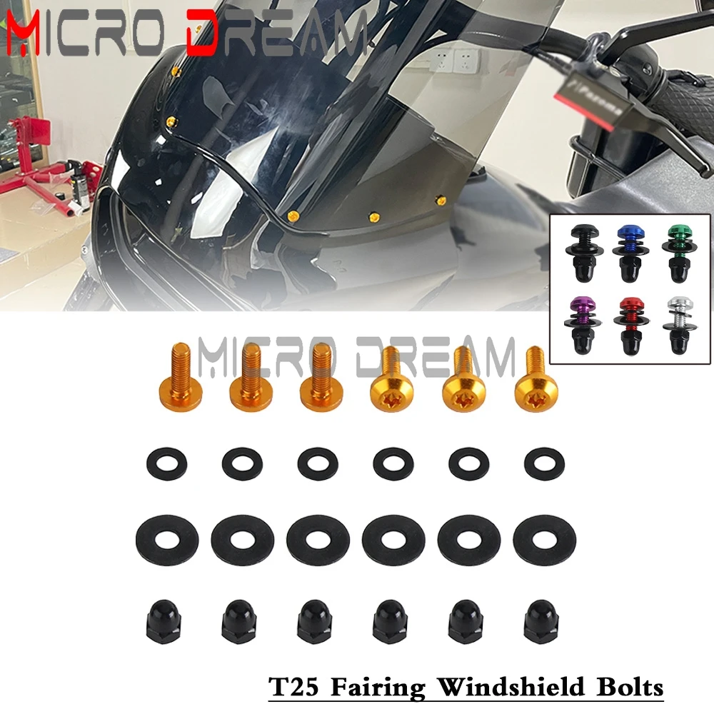 

CNC 6061-T6 Aluminum T25 Fairing 6PCS Windshield Bolts Screws For Harley Sportster Custom Hugger Sport XL 883 1200 XL883 R C S