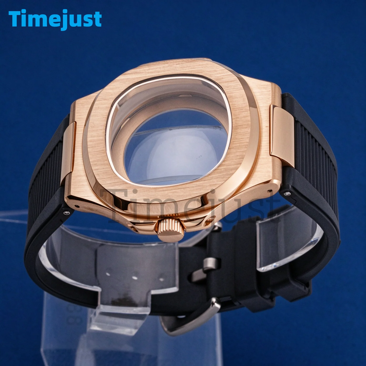40mm Mod Nautilus Square Watch Case Sapphire Glass Fit Seiko NH35 NH36 NH38 Automatic Movement 30.5mm Dial Rubber Strap