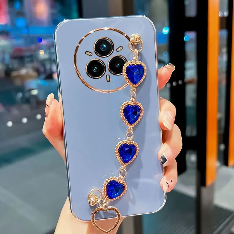 Realme14pro سوار المعصم جراب هاتف فاخر الحب القلب سلسلة تصفيح غطاء ل ممن لهم Realme 14 برو C75 C63 C61 حافظة Realme 14pro #5