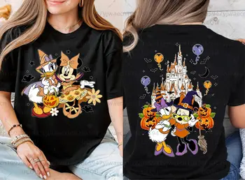 米妮與黛西萬聖節女孩之旅驚悚季節不給糖就搗蛋T卹 男女短袖休閒T卹上衣 10 最佳銷售 黛西迪士尼 - №4