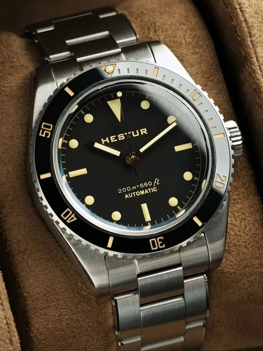 ساعة ميكانيكية أوتوماتيكية من Hestur NH35 حركة عتيقة مقاومة للماء للرجال 20bar من الفولاذ المقاوم للصدأ غواص للرجال 6200/6205/6208