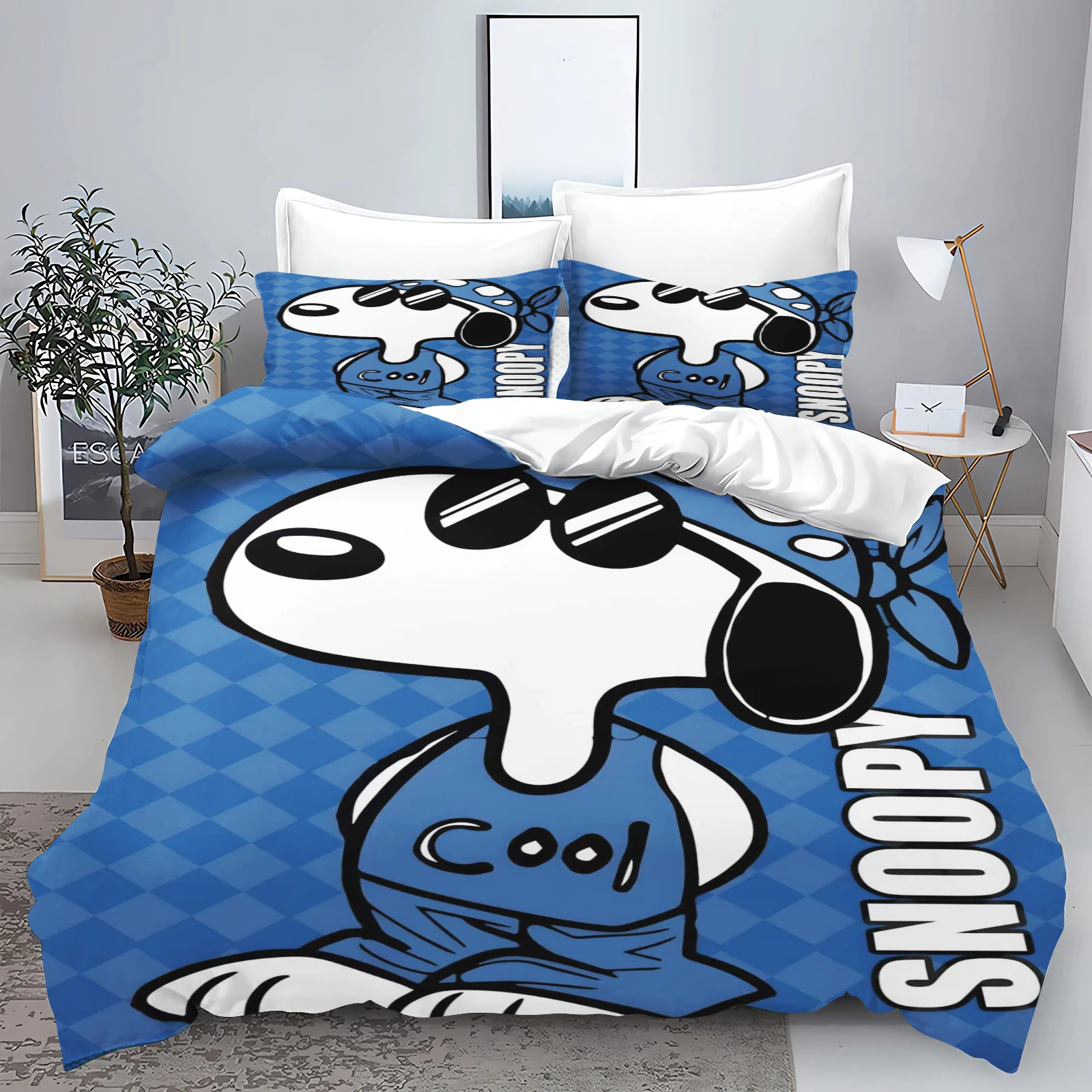 Snoopy 3-Piece 1 Quilt Cover Set 3D Children\'S Home Decor Bedding Set Cotton Covers  100% polyester