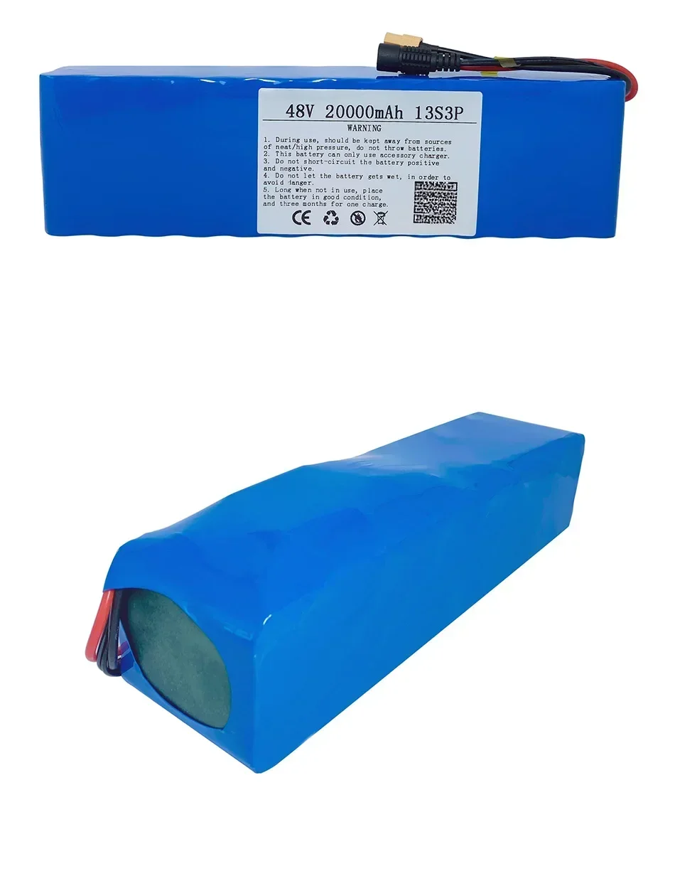 For XT60 18650 Lithium-ion Battery Pack 20Ah Suitable for 54.6V Charger with BMS New 48V 20000mAh 500W 13S3P