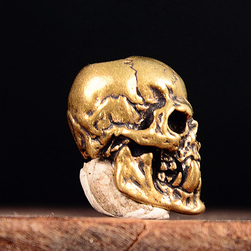 Vintage-Totenkopf mit Fangzähnen aus Messing, DIY-Schlüsselanhänger, Heimdekoration, Sammlerstücke, Geschenkzubehör – Detail 4