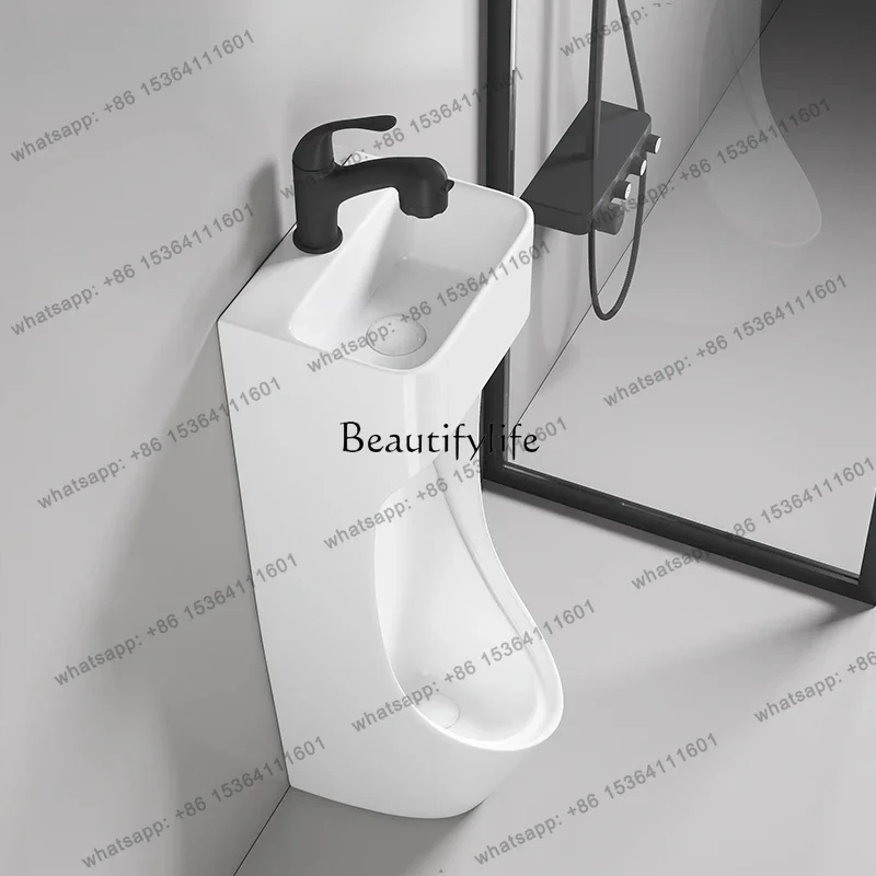 jj4 Floor-to-ceiling type with wash basin Men's wall-mounted urinal bucket Ceramic urinal