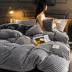 Warm Velvet Quilt Cover, Single, Double, Double, Zipper, Winter, Monochromatic, 1 Piece