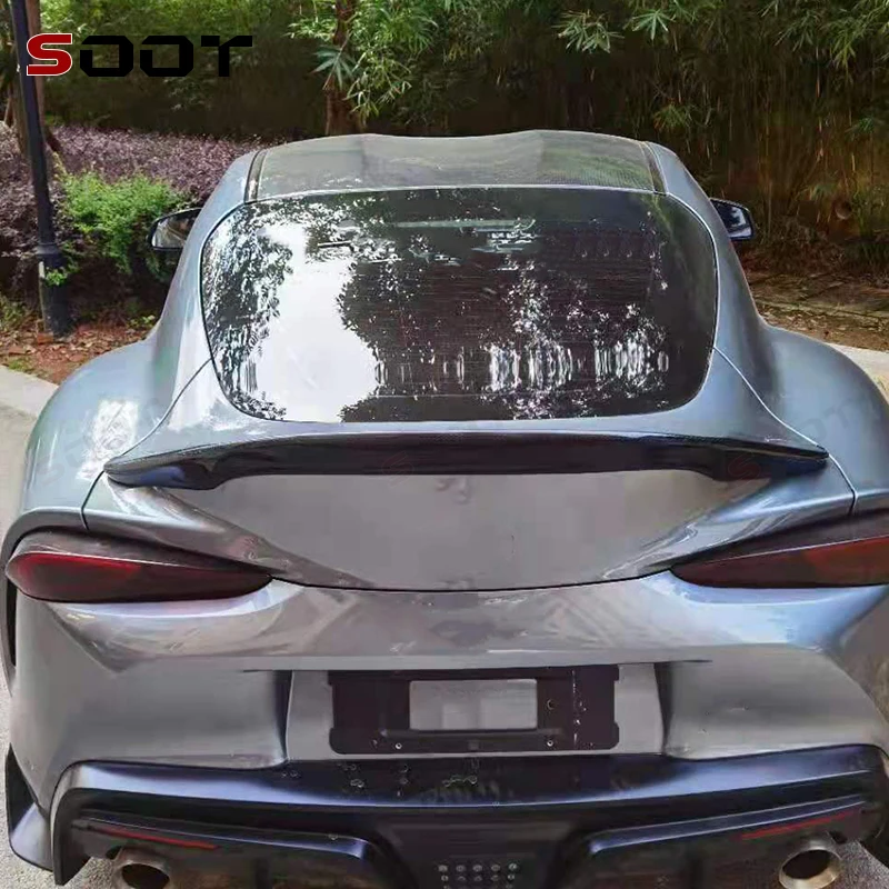 

Для Toyota Supra A90 A91 MK5 2019+ карбоновые задние спойлеры-плавники, направляющие крылья, заднее антикрыло, автозапчасти