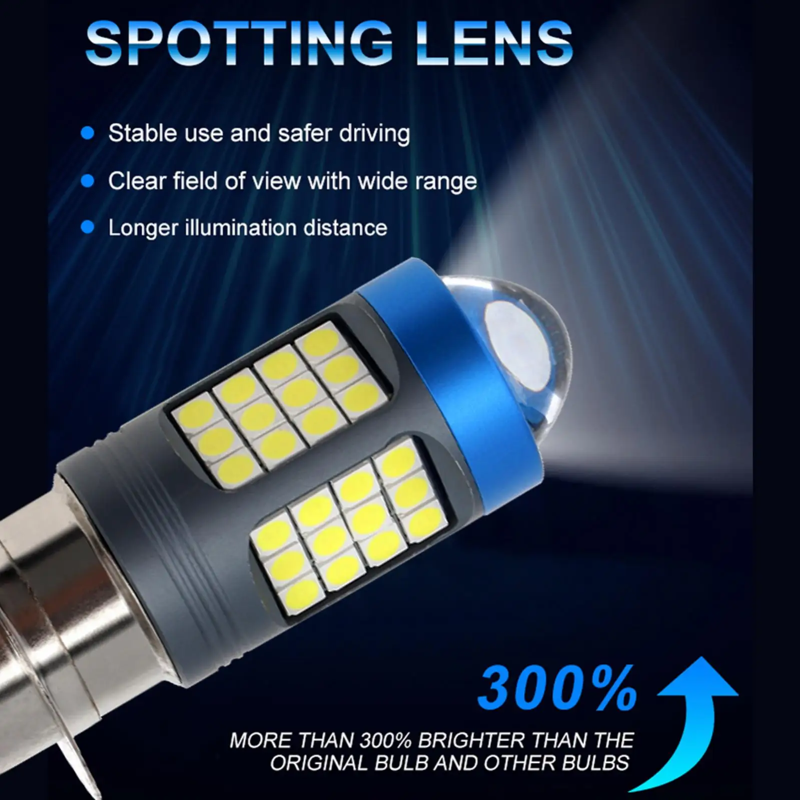 Lampu depan sepeda motor H4 Hi/Lo Beam 360 ° 1200LM, lampu depan sepeda motor CIP 12-80v 3030 Super terang dengan lensa