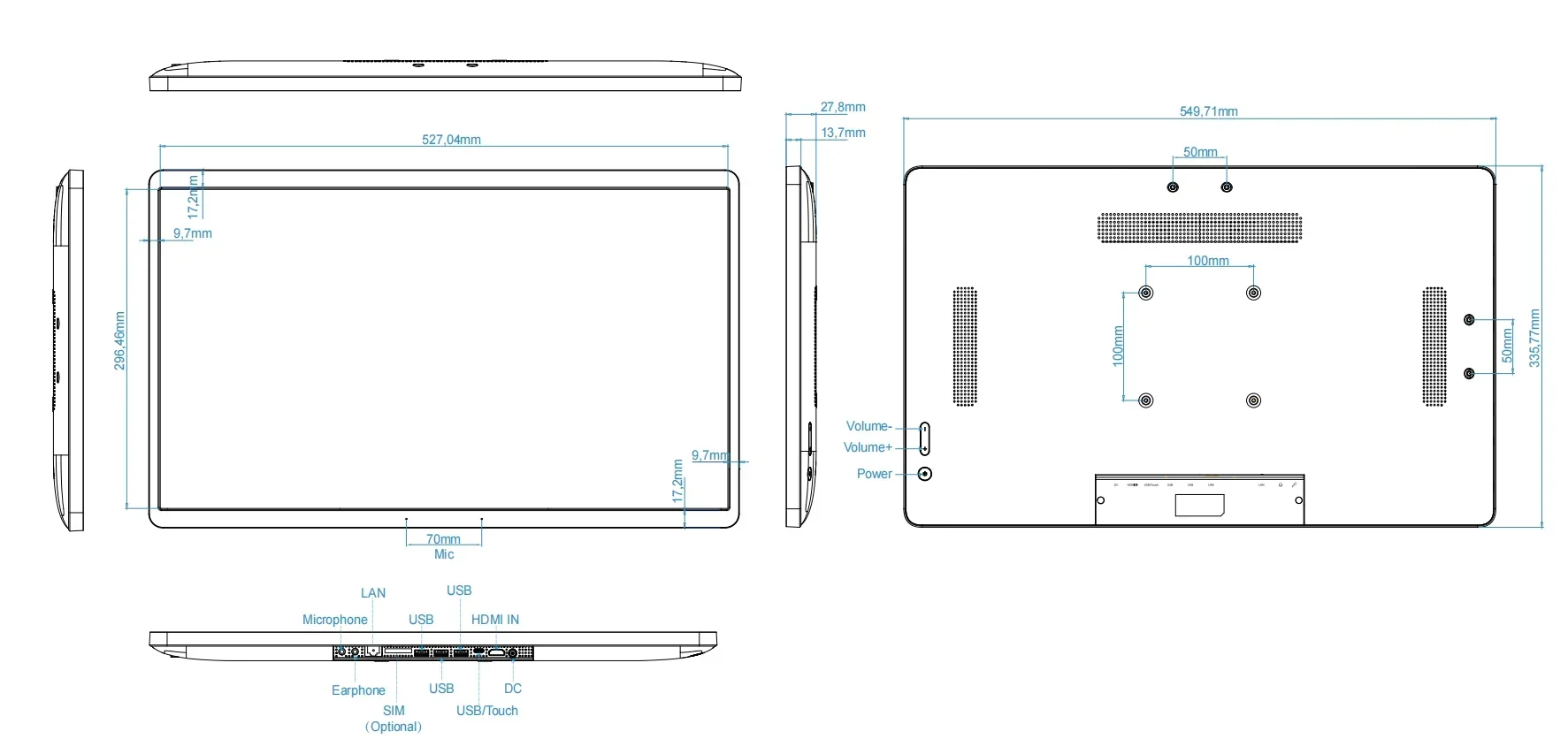 AT24NW RK3399 couleur blanche 24 pouces Android écran tactile tablette PC signalisation numérique