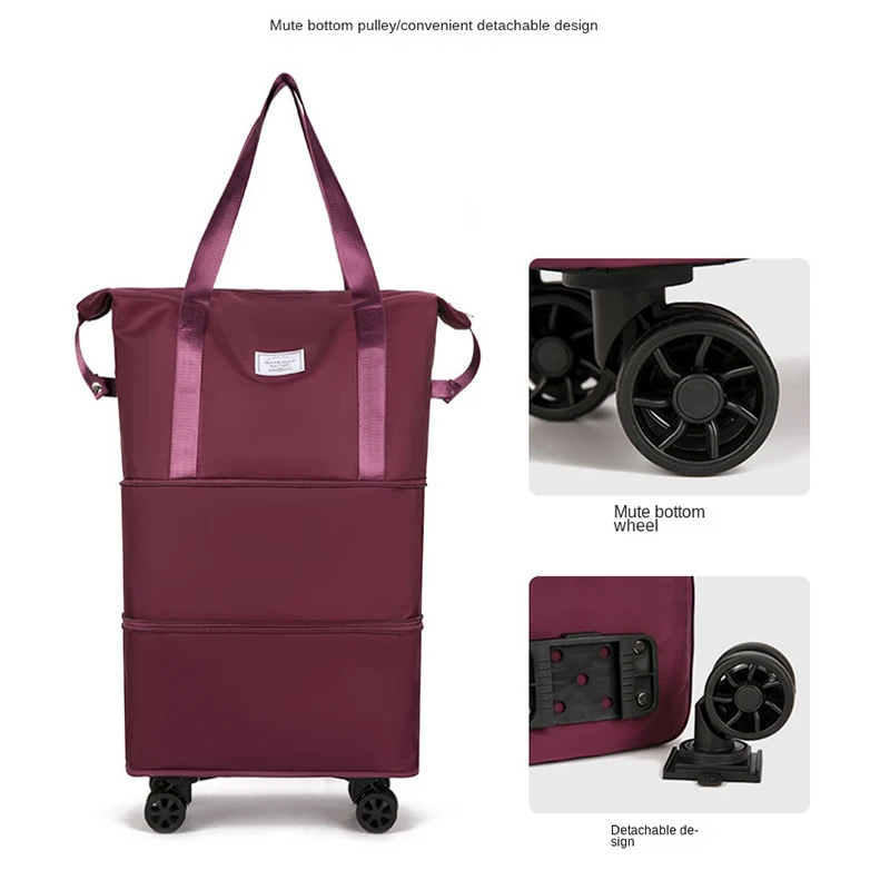 

Universal wheel travel bag foldable Lightweight carrying duffel bag storage tote bag large capacity backpack fitness yoga bag