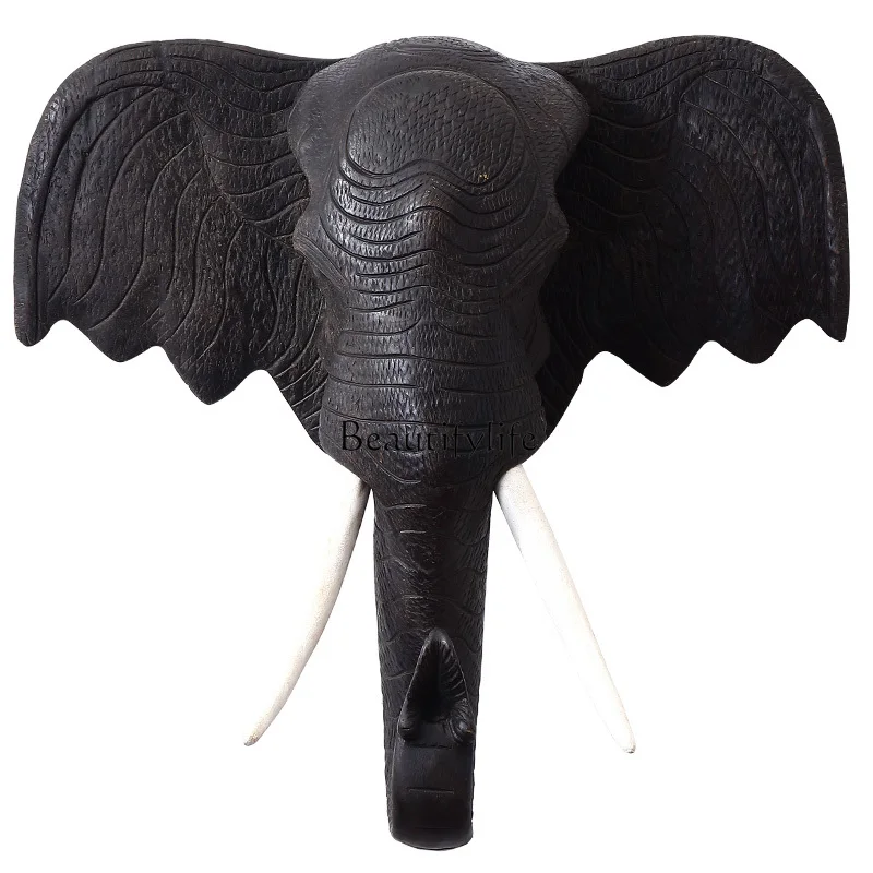 

Wood Carving Elephant Head Wall Hanging Decorations Southeast Asia Wall Decoration Pendant