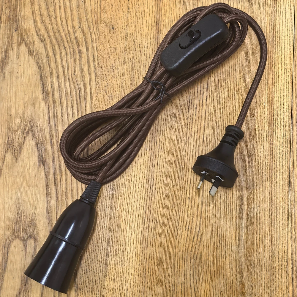 Australia Standard AU Plug Power Cords Fabric Cale with Inline Switch B22 Bayonet Bulb Lamp Holder Fittings