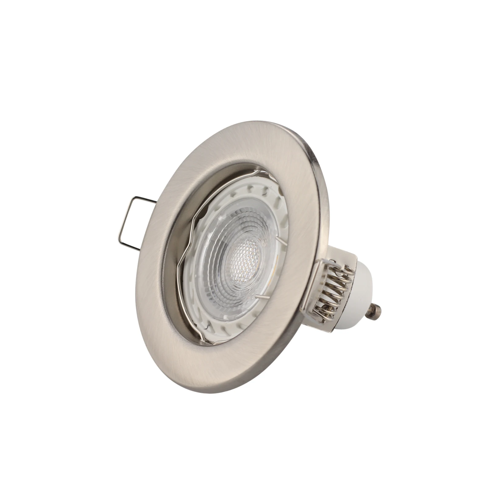 Tersembunyi Led Spot Light bingkai bulat tidak dapat disesuaikan MR16 GU10 LED modul LED Downlight pemegang dengan Satin nikel