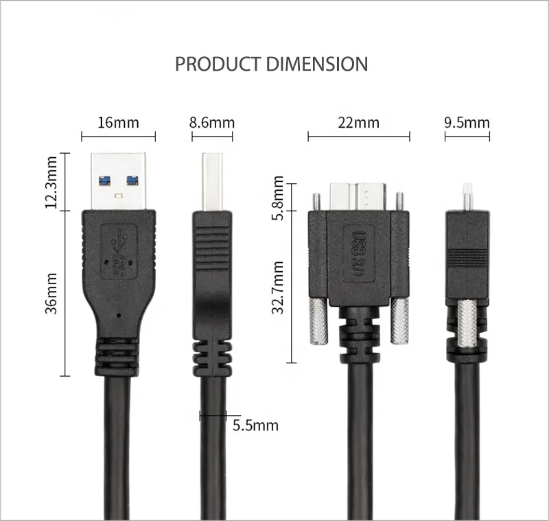 Kabel USB 3.0 Ke Micro B 5GB USB Cepat Tipe A Micro-b Kabel Data untuk S5 Note 3 HDD Kamera Industri D800 D800E D810 dengan Sekrup