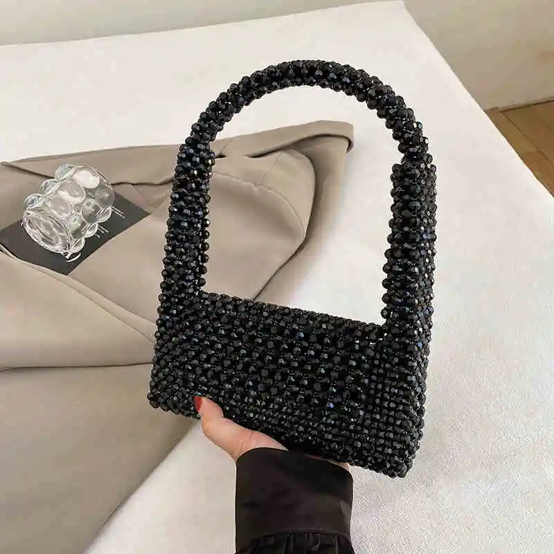 Light Luxury Fashion Beading Diamond Handbag For Women New Fashionable Trendy One Shoulder Bag Simple Versatile Underarm Bag