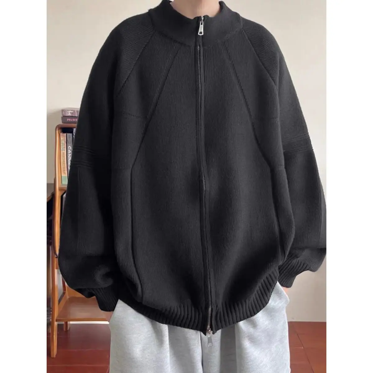 

Американский открытый кардиган на молнии, свитер для мужчин и женщин, свободная вязаная верхняя одежда Lazy Sle, весна-осень-зима, модная