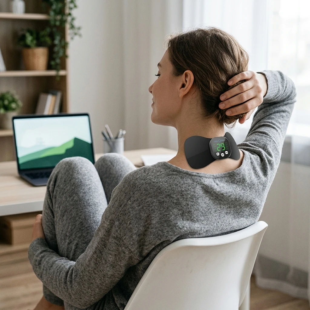 Portable EMS Cervical Pulse Massager Pad For Neck Back Muscle Relaxation Wireless Microcurrent massager With Timer Adult
