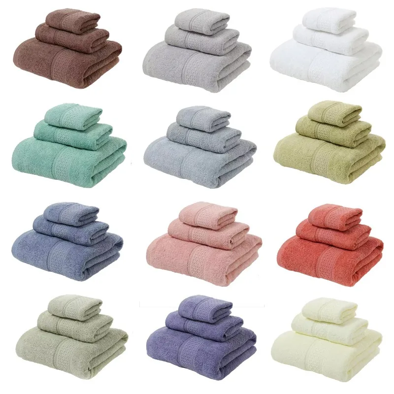 Long Staple Cotton Towel Bath Towel Square Three-piece Business Trip Soft and Comfortable Cotton Towel