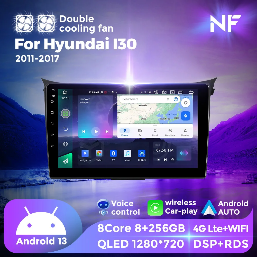 

NF Dual Cooling Fan Android All in One For Hyundai i30 II 2 GD 2011 - 2017 Car Radio Multimedia Player GPS For Wireless Carplay