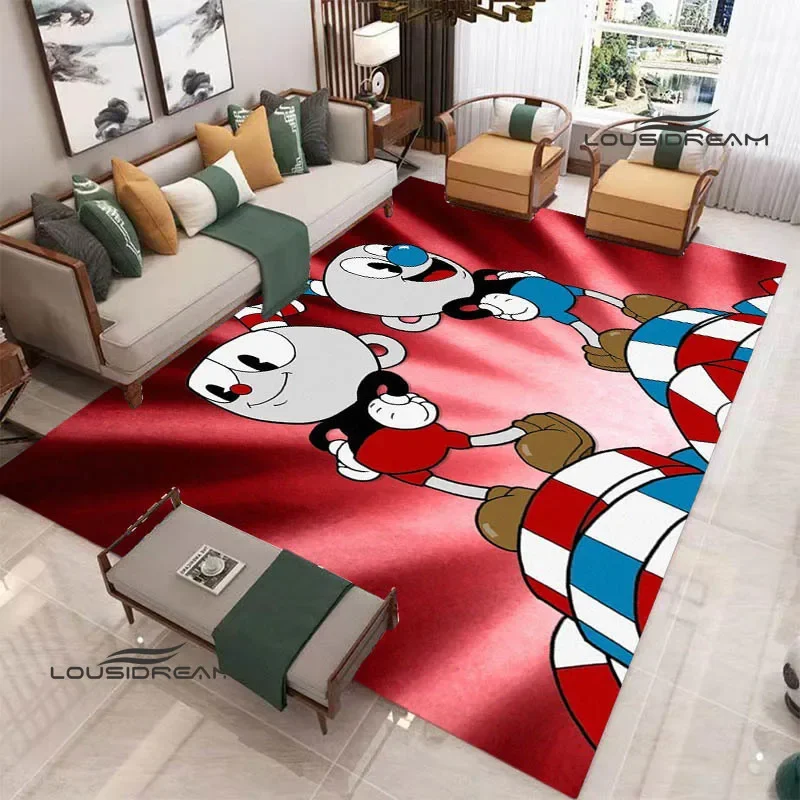 Cuphead cartoon Printed carpet non-slip carpet bedroom decor outdoor rug Yoga mat bedroom decoration birthday gift