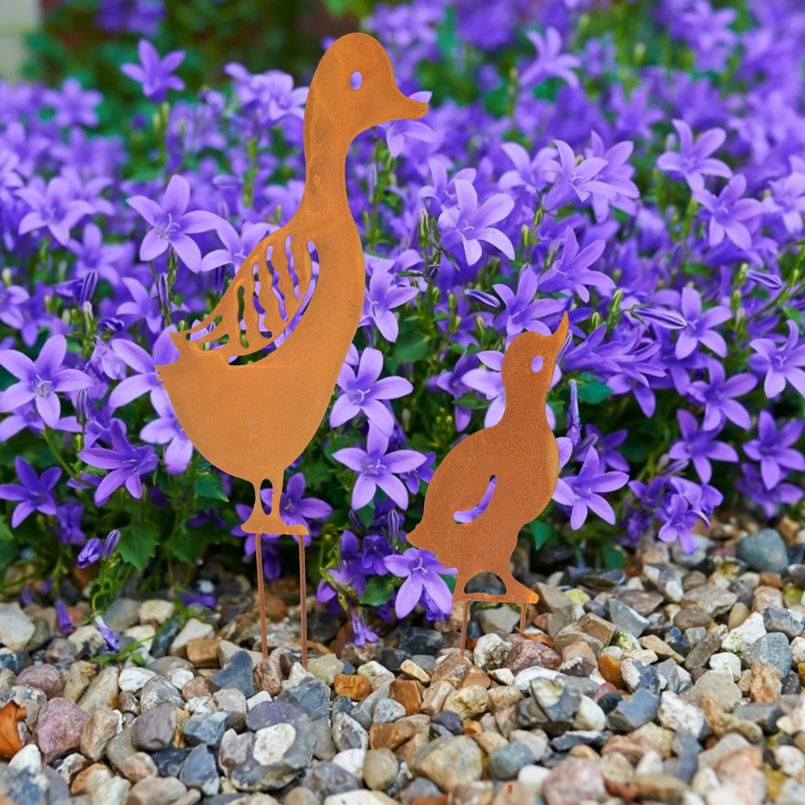 

1 set 1 Set Of Metal Cutout Duck Decor Yard Ornaments Lawn Decoration Stakes Animal Stake Outdoor Courtyard Decoration Garden