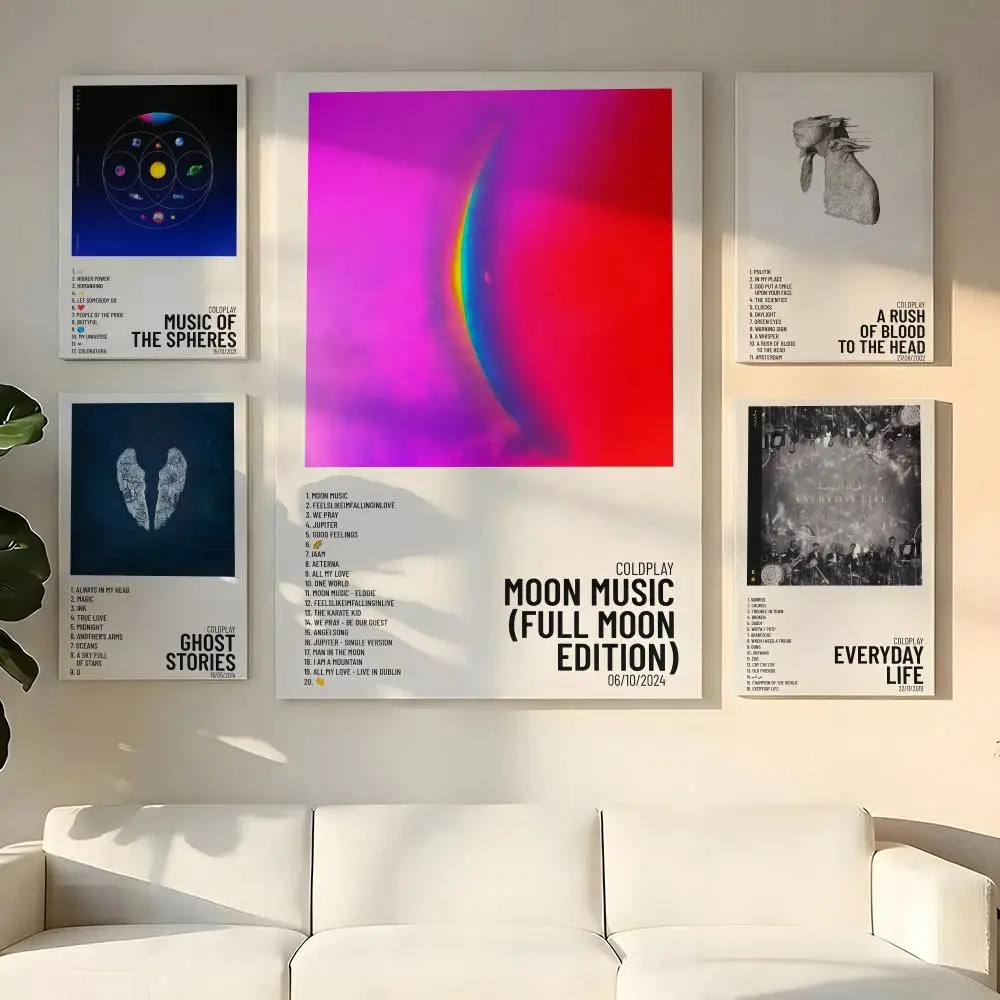 Band C-coldplay Painting Calligraphy Wooden Framed Canvas Poster Wall Art HD Waterproof Print Home Decor