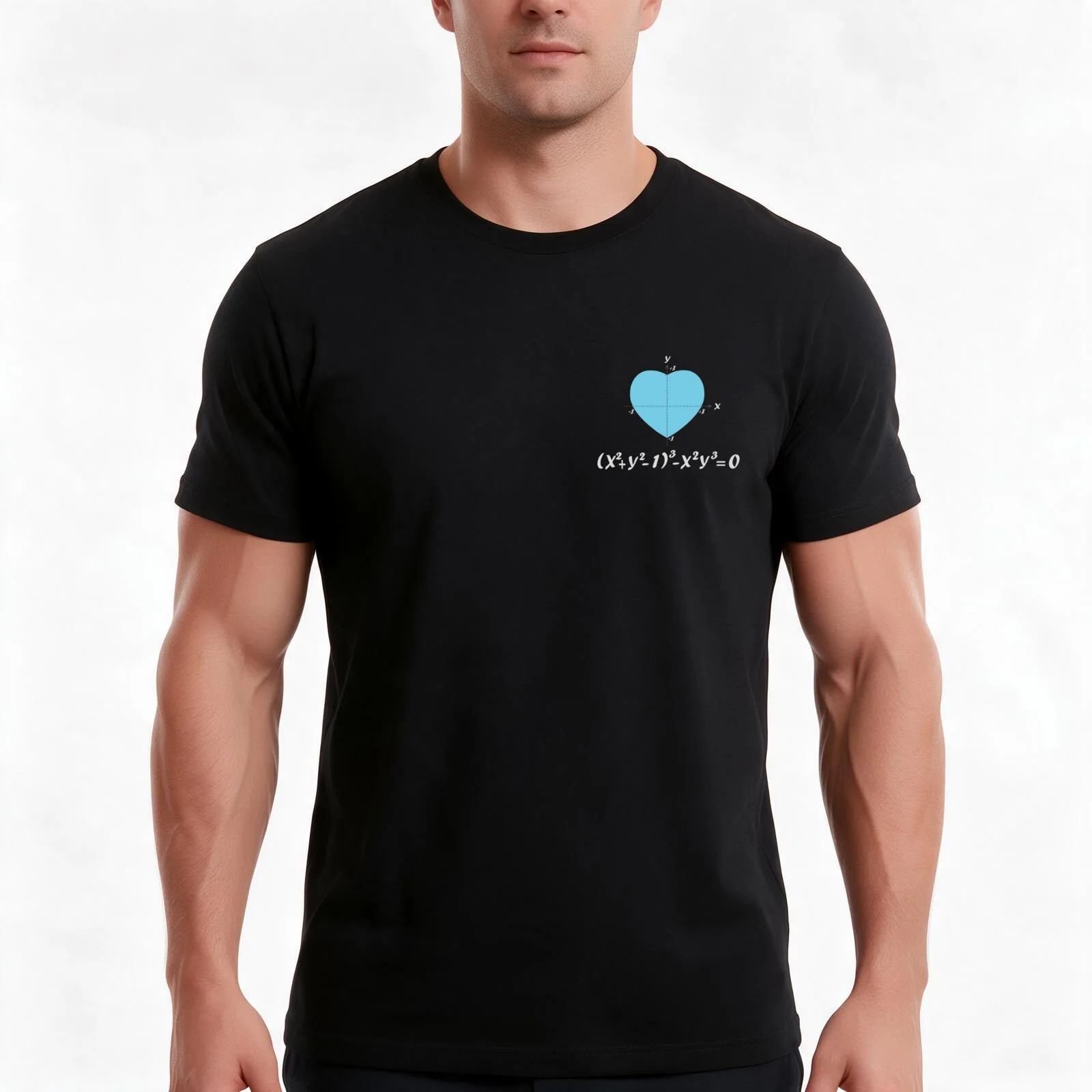 Love equation blue heart T-Shirt Summer Casual Cotton Tee Oversized Streetwear Tops Vintage Graphic Print Unisex Men Women