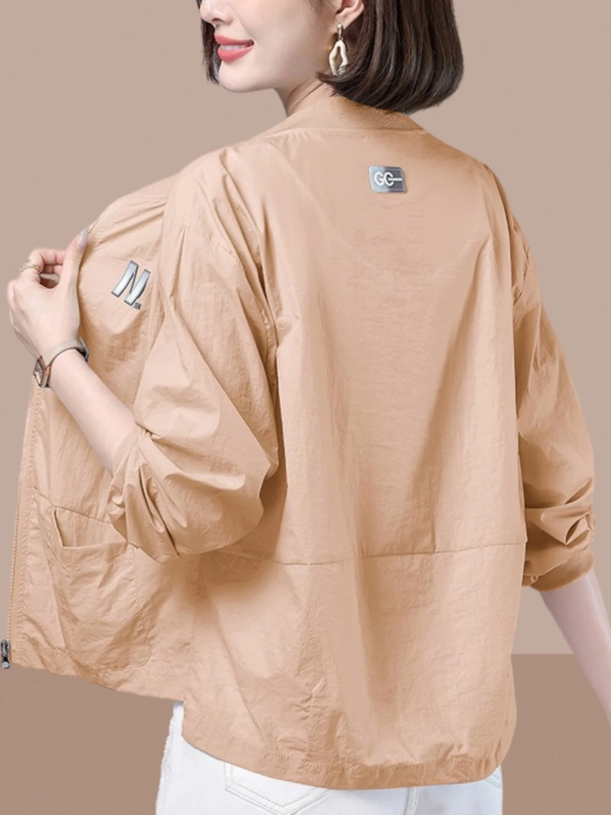 Lightweight Casual Women's ort Sve Sun Protection Jaet Sli Summer New Loose Faionable Outerwear Commute Sle