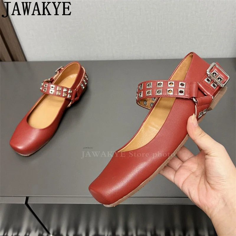 Summer Square Toe Real Leather Ballet Dance Shoes Woman Luxury Brand Drive Flat Shoes Fashionable Casual loafer Walk Shoes Mujer